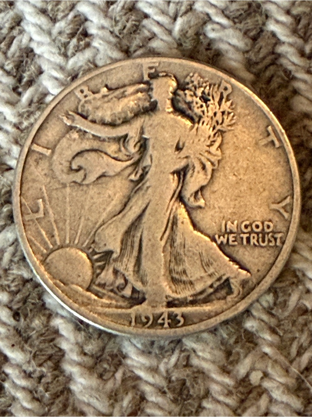 Vintage 1943 walking liberty half dollar Coin